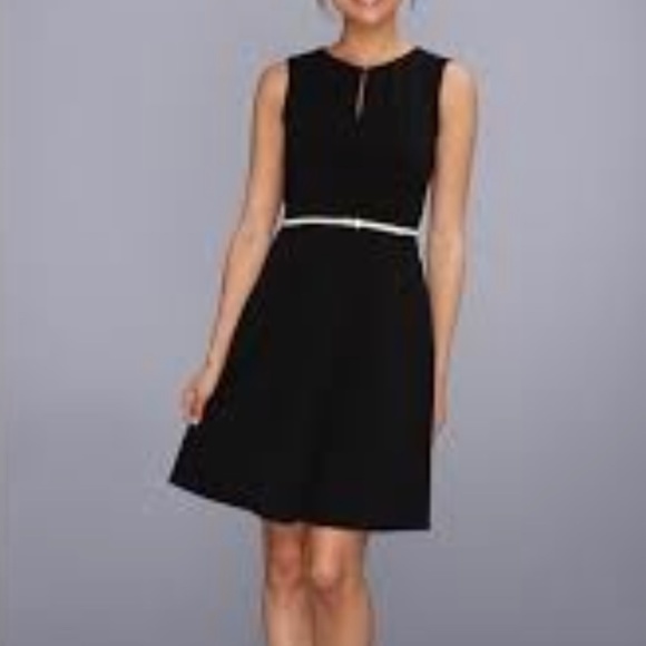 Calvin Klein Black Dress with Belt Size 4 - Picture 1 of 7